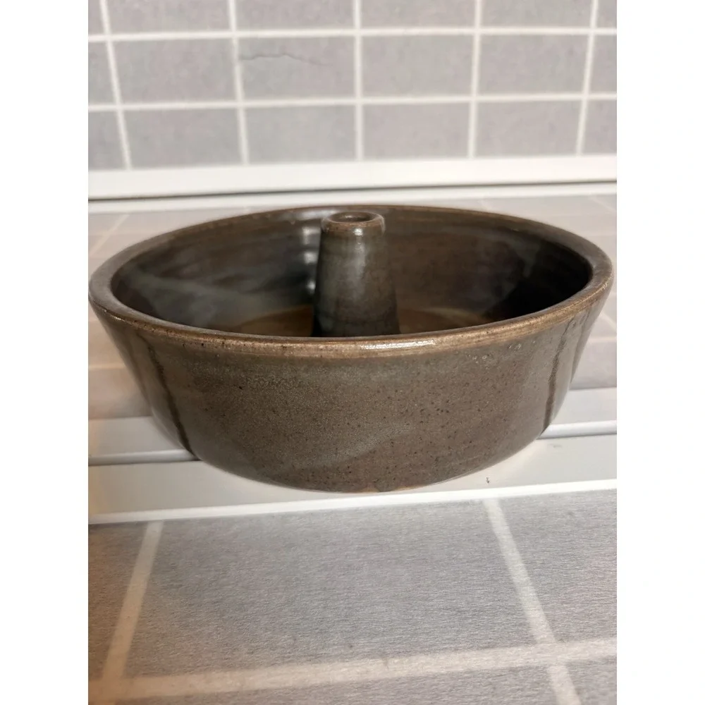 Hand Thrown Heavy Appalachian Pottery Earthenware Bundt Pan Minimalist Cabinchic